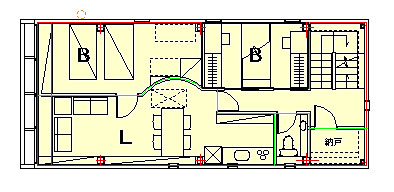 二世帯住宅設計　間取り図　（平面プラン）　05−3　神奈川