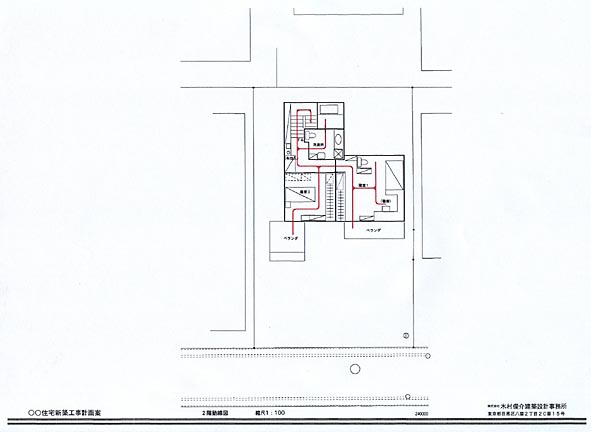 住宅間取り　動線図２階　例４